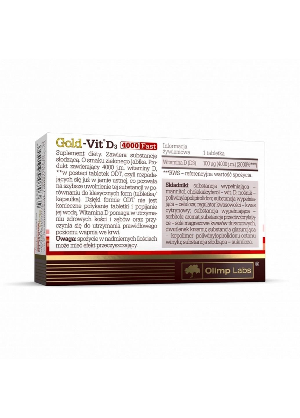 Вітаміни та мінерали Gold-Vit D3 4000 fast, 90 таблеток Olimp (293341936)