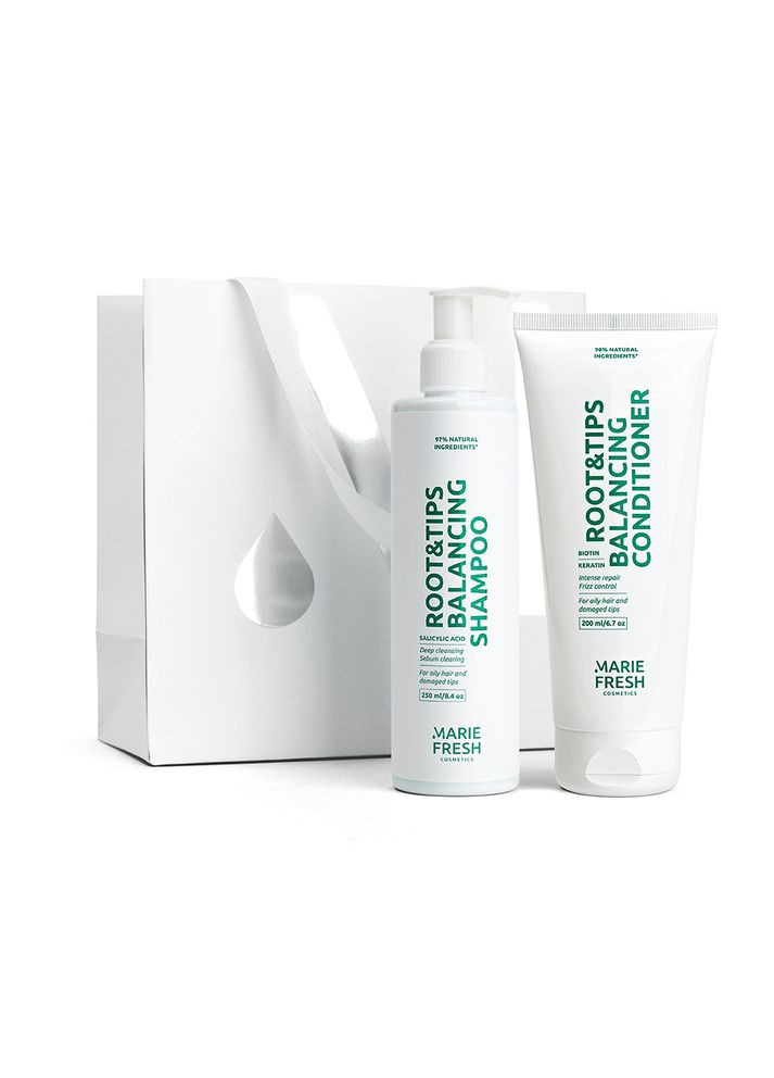 Подарунковий набір ROOT & TIPS MarieFresh Шампунь + кондиціонер для жирних коренів та сухих кінчиків волосся Marie Fresh (311290807)
