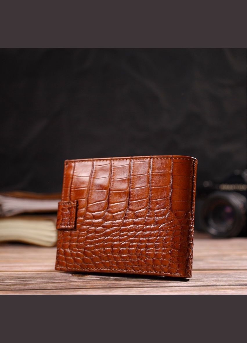 Гаманець чоловічий Шкіряний з тисненням під крокодила 21893 Рудий Canpellini (306881406)