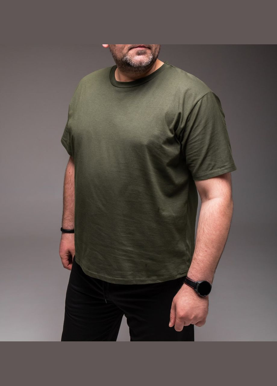 Хакі (оливкова) чоловіча хакі футболка великі розміри "casual" No Brand