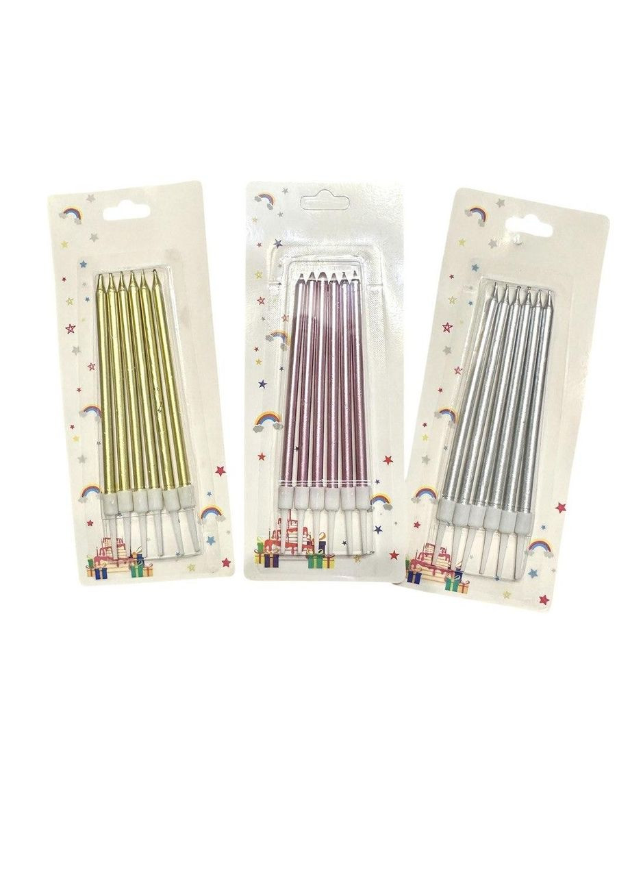 Набір тонких святкових свічок (6 шт.) - декоративні свічки для урочистостей, весіль і романтичного декору No Brand (365778448)
