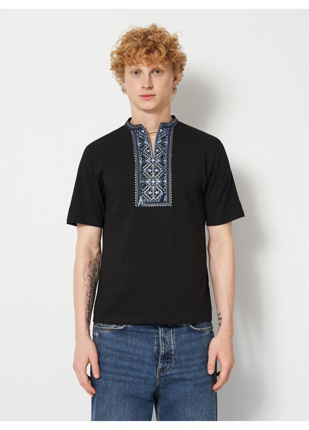 Чорна чоловіча вишиванка карпатська голуба на чорному Lesia (341326247)