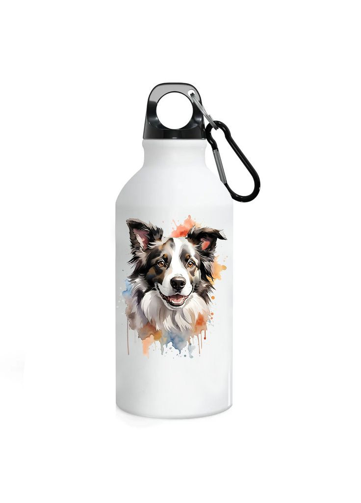 Фляга (бутылка) для воды с карабином Собака (Туристическая, Для кемпинга, Для спорта) #09 500 мл Белый No Brand (323639335)