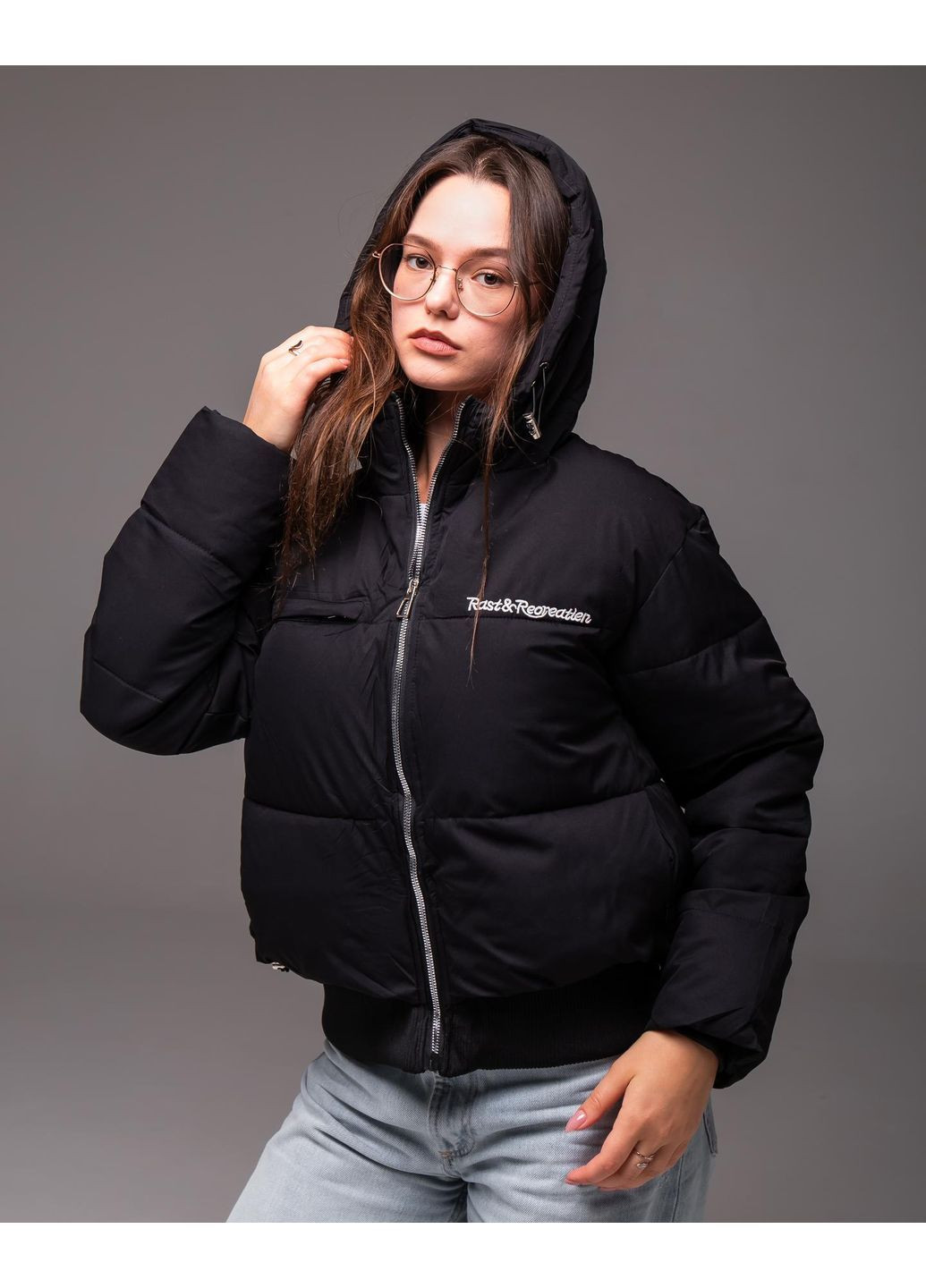 Чорна демісезонна куртка жіноча утеплена No Brand