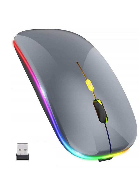 Беспроводная мышь Bluetooth перезаряжается с RGB-подсветкой 2,4 ГГц Gray No Brand (365721156)