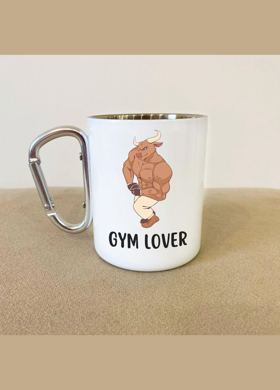 Кружка металлическая с карабином "Gym Lover" 300 мл Белая No Brand (324264076)