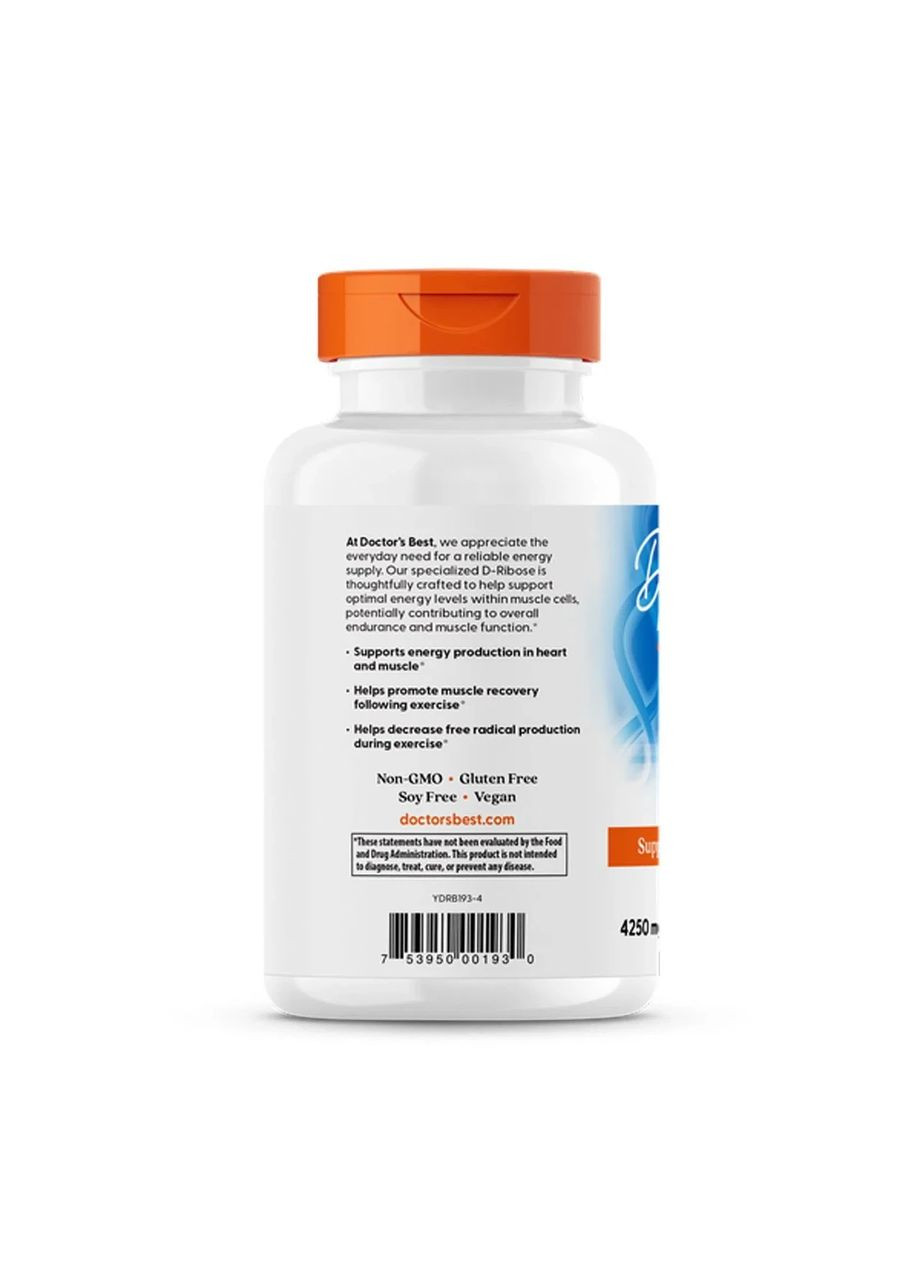 Д рибоза D-Ribose with BioEnergy Ribose, с BioEnergy Ribose, 850 мг, 120 капсул Doctor's Best (361114801)
