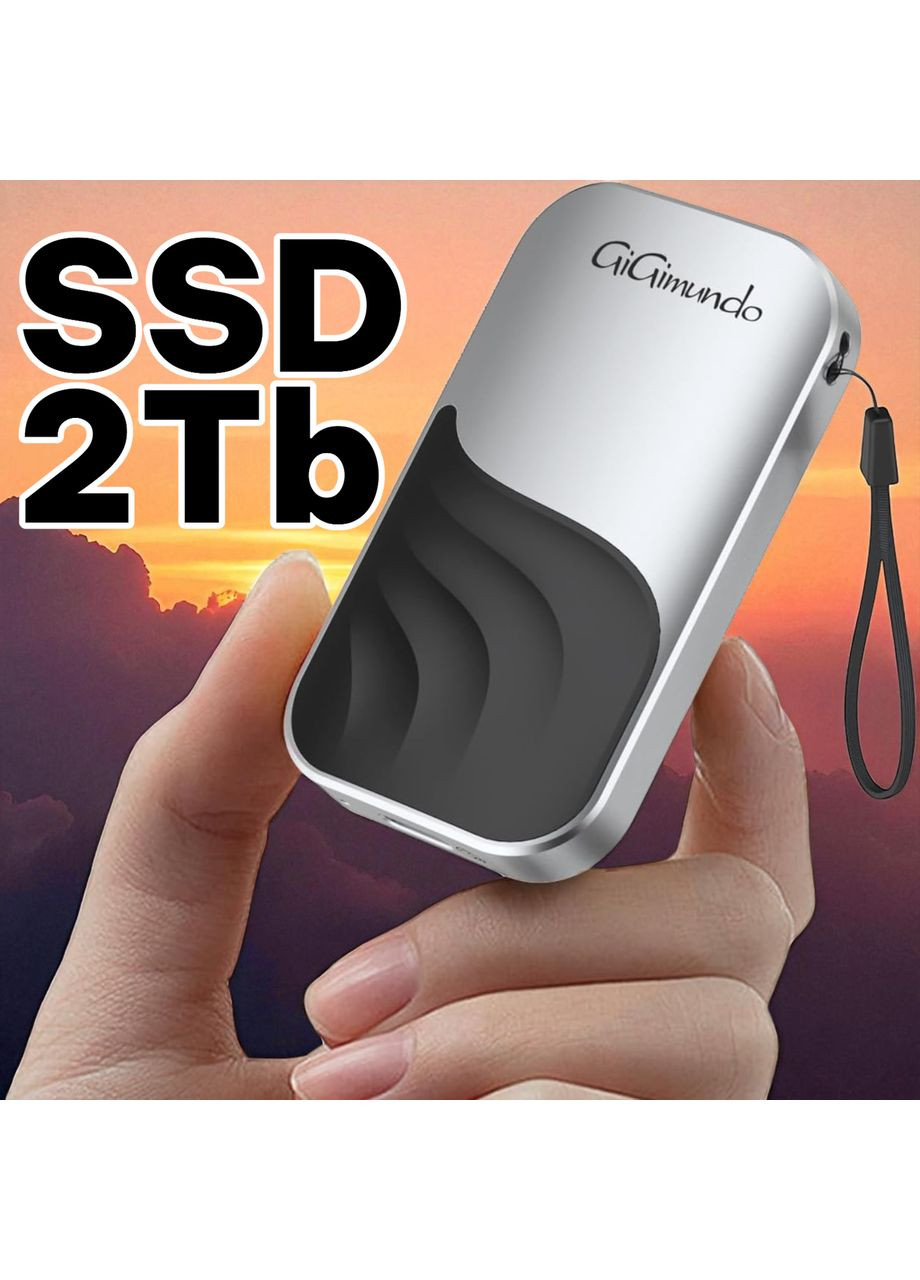 Портативный внешний твердотельный накопитель SSD GiGimundo G20 2ТБ USB-C 3.2 Gen2x2 скорость 2000МБ/с цинковый сплав MaciPadПК No Brand (361292753)