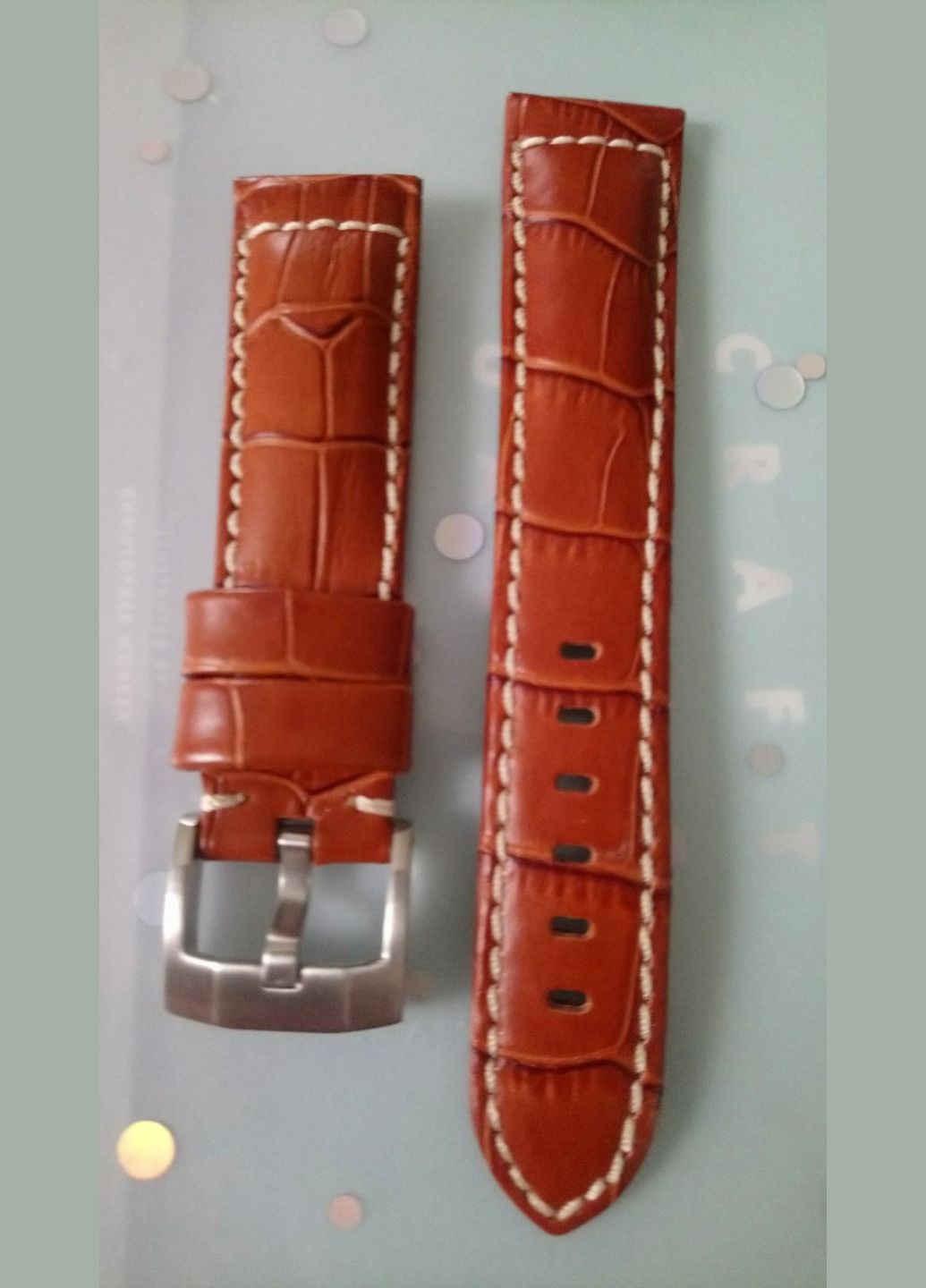 Кожаный ремешок для часов Croco Grain Strap Matte Brown 20 мм MiLTAT (292132772)