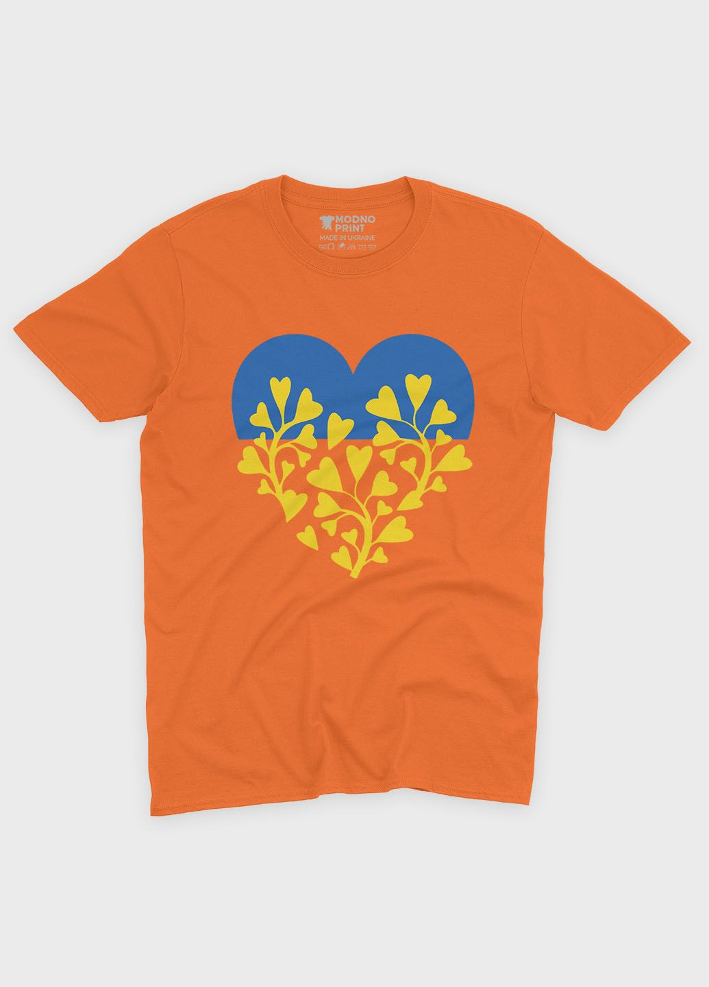 Помаранчева чоловіча футболка з патріотичним принтом серце (ts001-4-ora-005-1-094) Modno