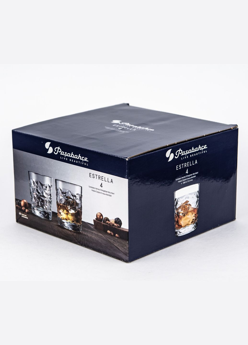 Набор из 4 стаканов для виски Estrella ПУ 520514 360мл Красивые стаканы Стаканы для крепких напитков Pasabahce (278365179)