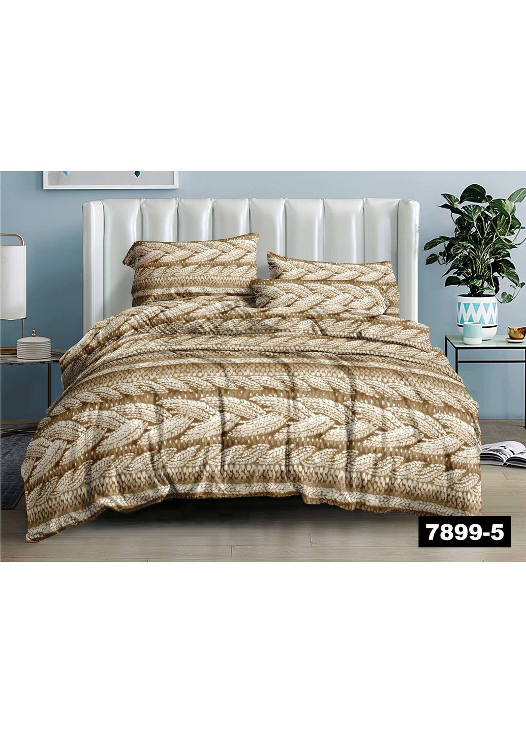 Постільна білизна Євро Пакистанська байка 200 x 220 см 7899 Бежева 50 х 70 см No Brand (361146408)