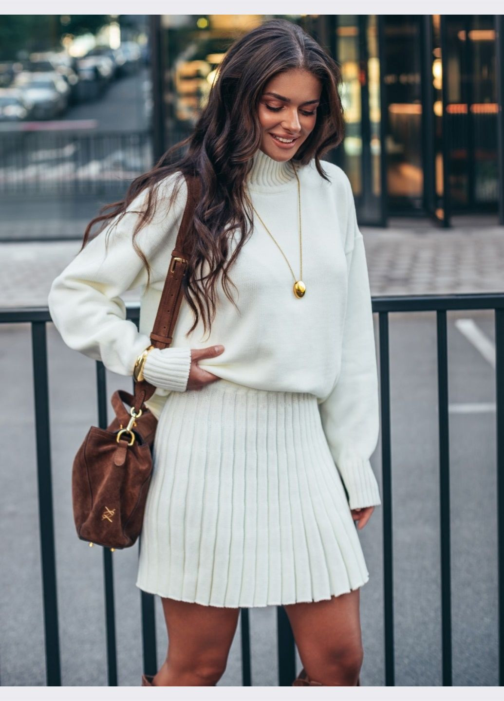 в'язаний костюм молочного кольору зі спідницею Dressa (362699267)