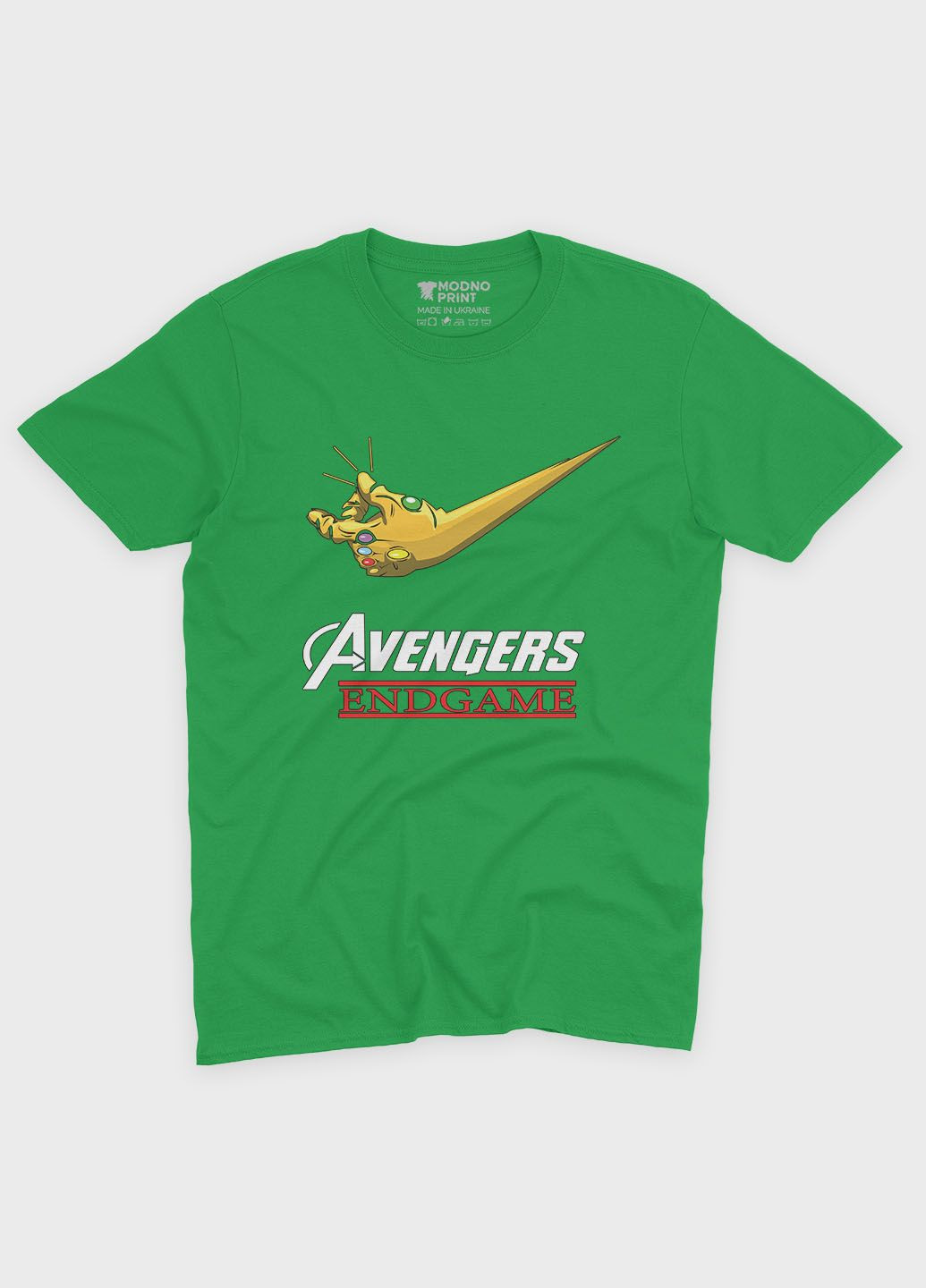 Зелена демісезонна футболка для хлопчика з принтом супергероями - месники (ts001-1-keg-006-025-001-b) Modno