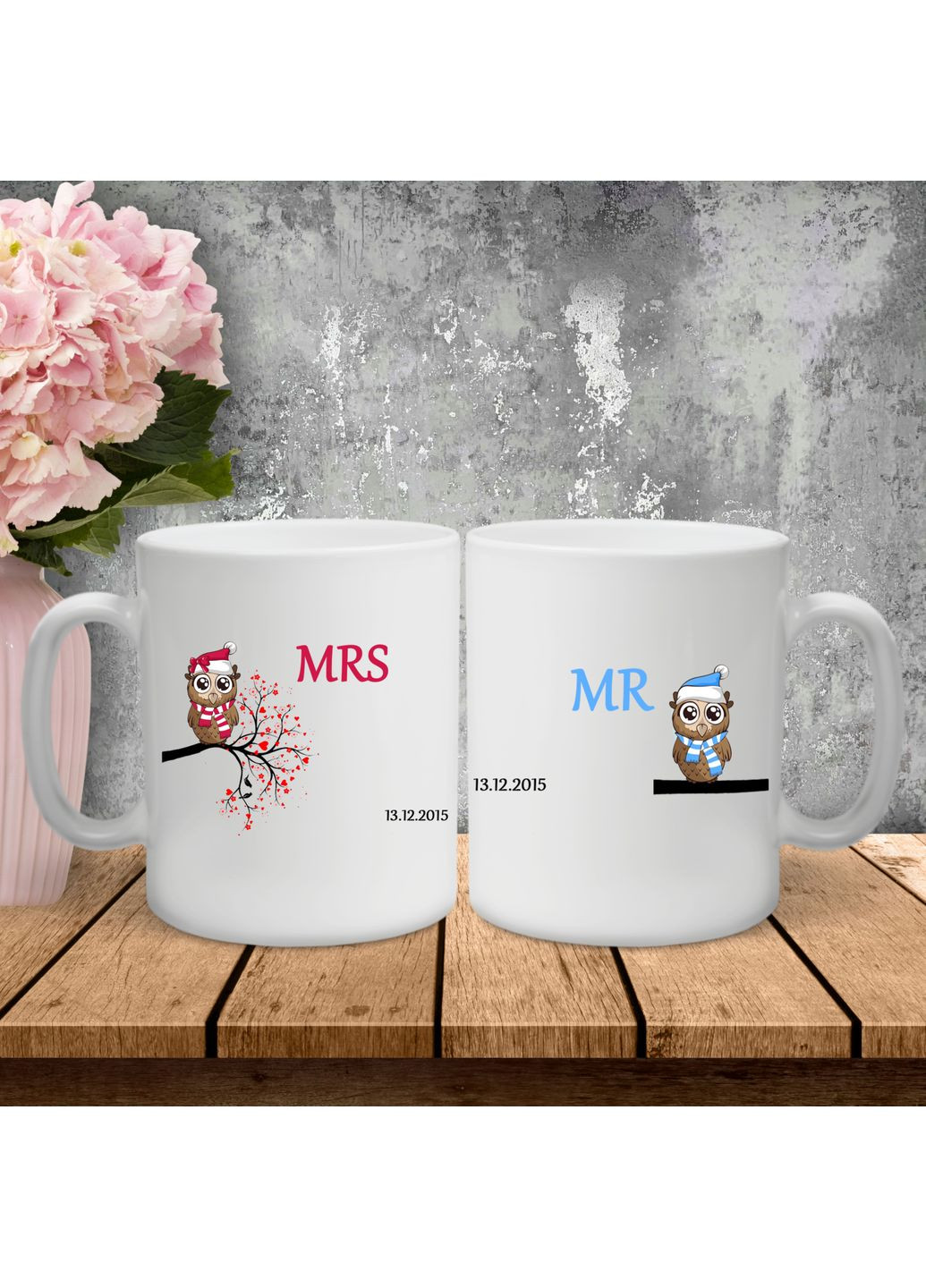 Парні чашки з принтом - Mr/Mrs! Hand Made (361266846)