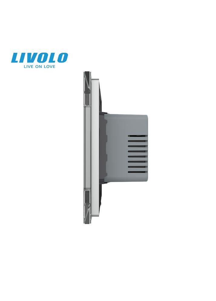 Терморегулятор (термостат) сенсорний програмований для теплої підлоги, сірий скляний (VL-C7FCQ1-2IP) Livolo (371777283)