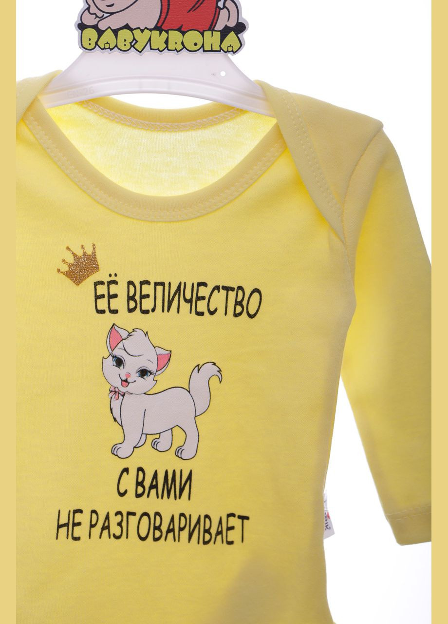 Боді з довгим рукавом для дівчинки з написом жовтий інтерлок 74 см (41503) findik (296193202)