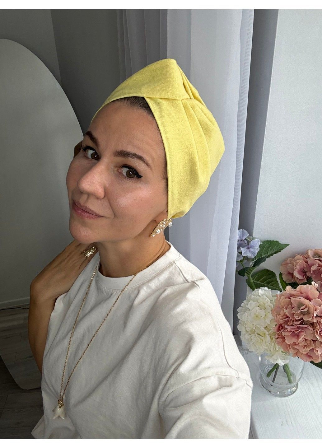 Тюрбан льняной однотонный BANDANA QUEEN (366239286)