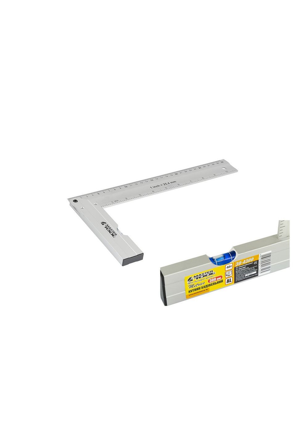 Кутник будівельний GM 300 мм AL-AL капсула 0.5 мм/1 м (30-4300) Mastertool (320575857)