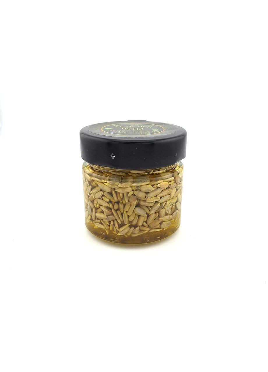 Мед з насінням соняшника 130 грамів. Насіння з медом у скляній баночці. Царство Меду (330027731)