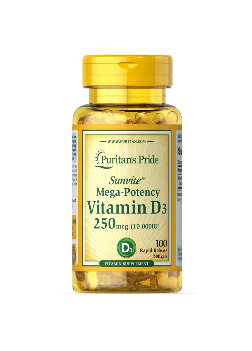 Витамин Д3 Vitamin D3 10000 МЕ – 100 капсул Puritans Pride (352197536)