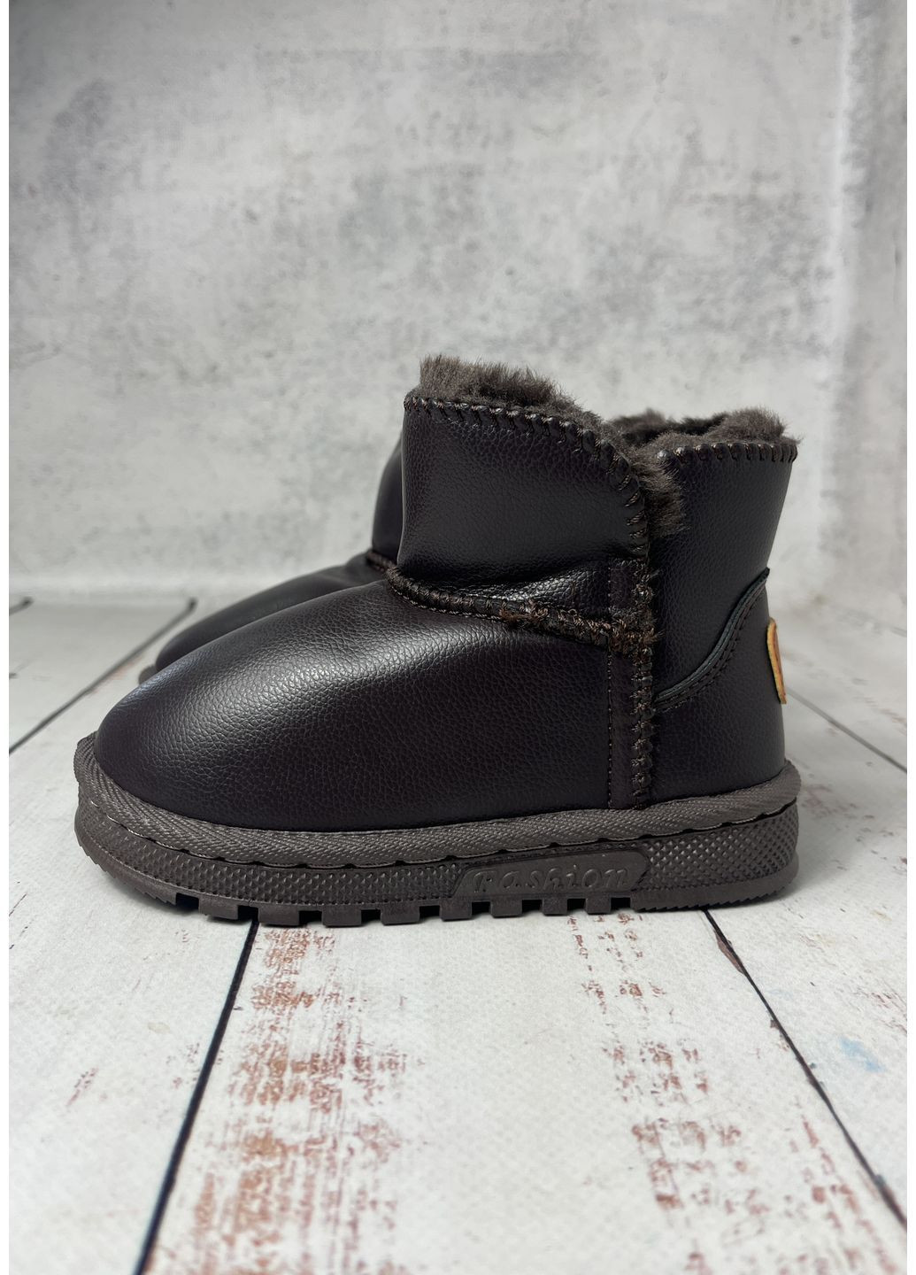 Темно-коричневые угги зимние детские темно-коричневый (393) G&S