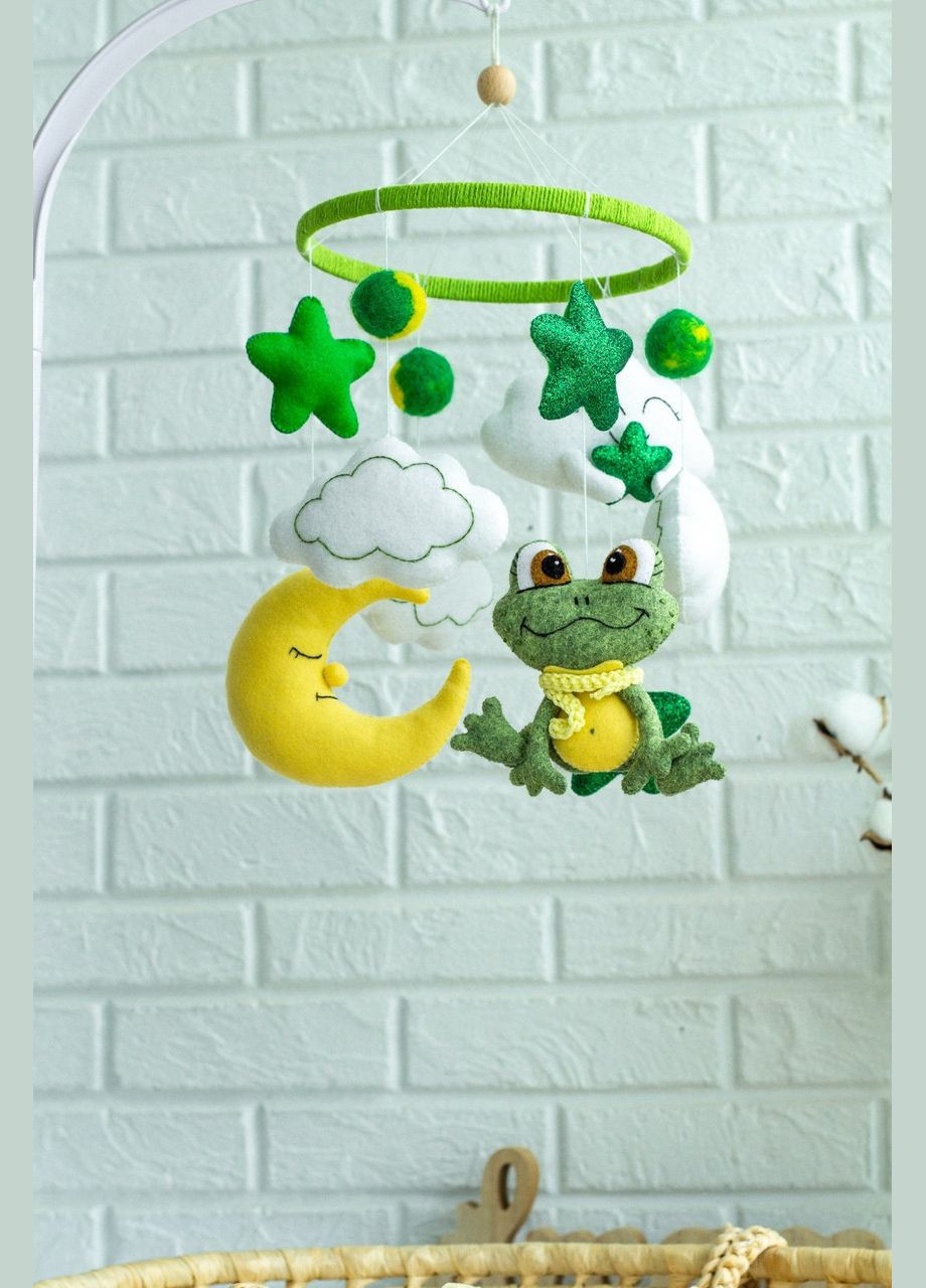 Дитячий музичний мобіль на ліжечко для немовлят WooolyWool «Жабеня» з 35 мелодіями No Brand (342757979)