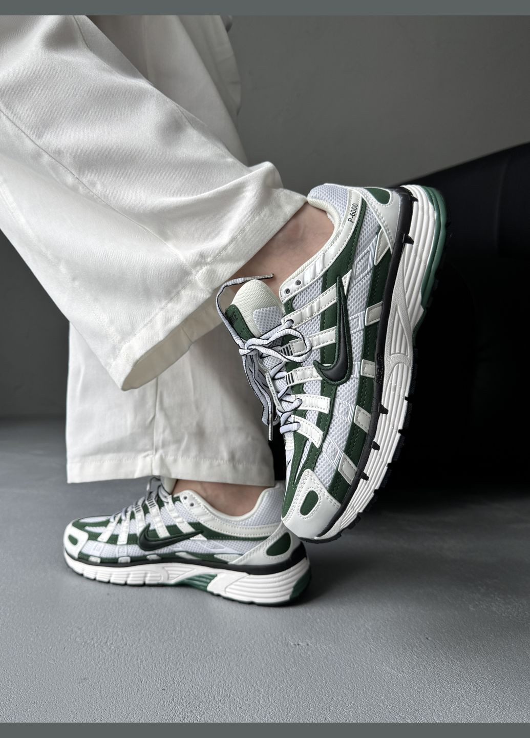Кросівки жіночі і чоловічі Nike P-6000 White Green Black | Найк Р-6000 зелені No Brand зелені демісезони (342717942)