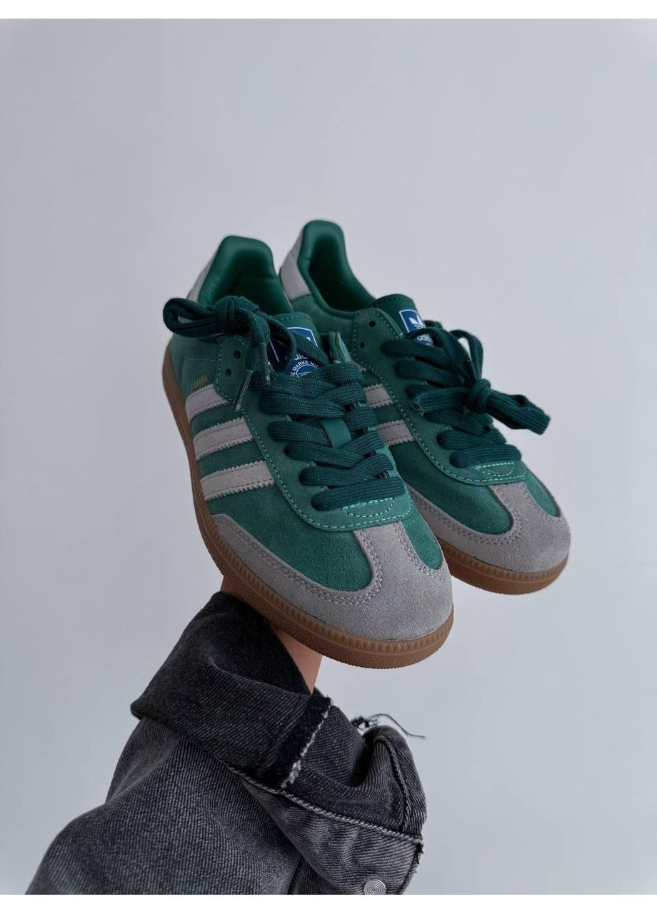 КРОССОВКИ ЖЕНСКИЕ ADIDAS SAMBA OG GREEN GREY АДИДАС САМБА No Brand серые демисезоны (368884570)