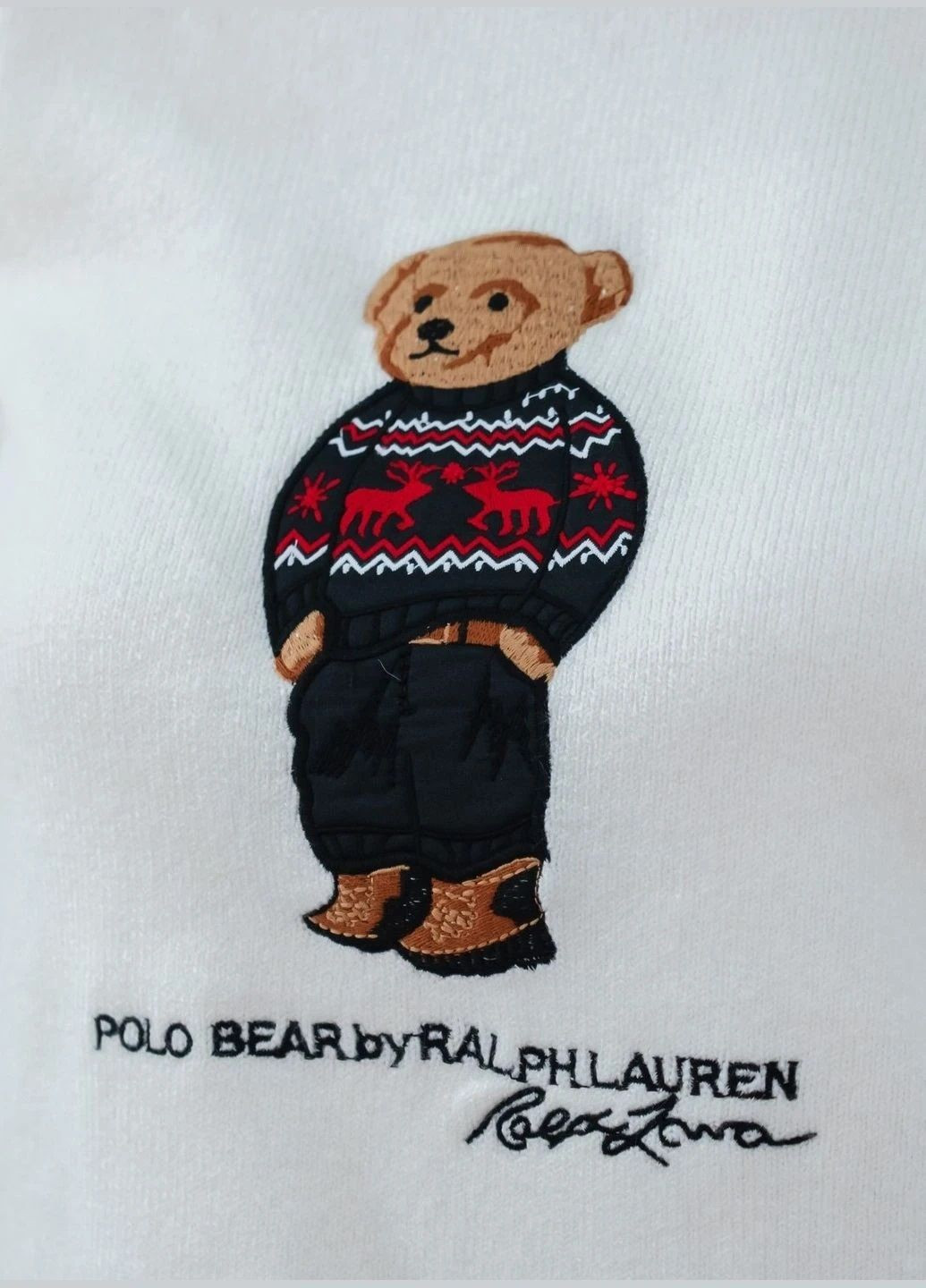 Білий демісезонний светр жіночий джемпер Ralph Lauren Polo Bear