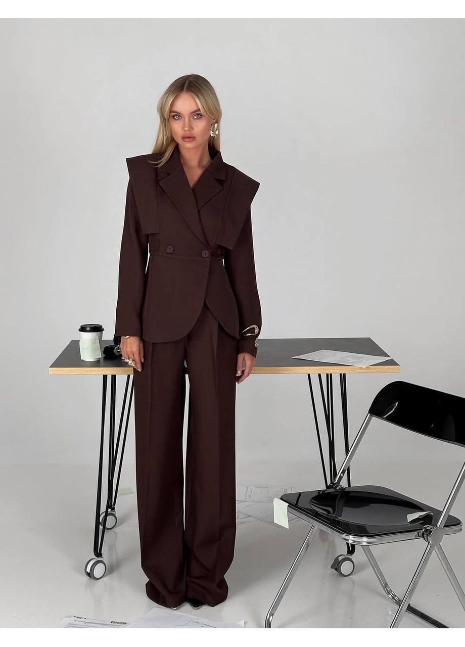 Костюм стильний костюмка,піджак приталений та широкі штани Україна (362155256)