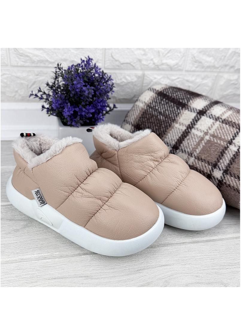 Бежевые капцi жiночi теплi з задником е-0010953-8 бежевi Jomix