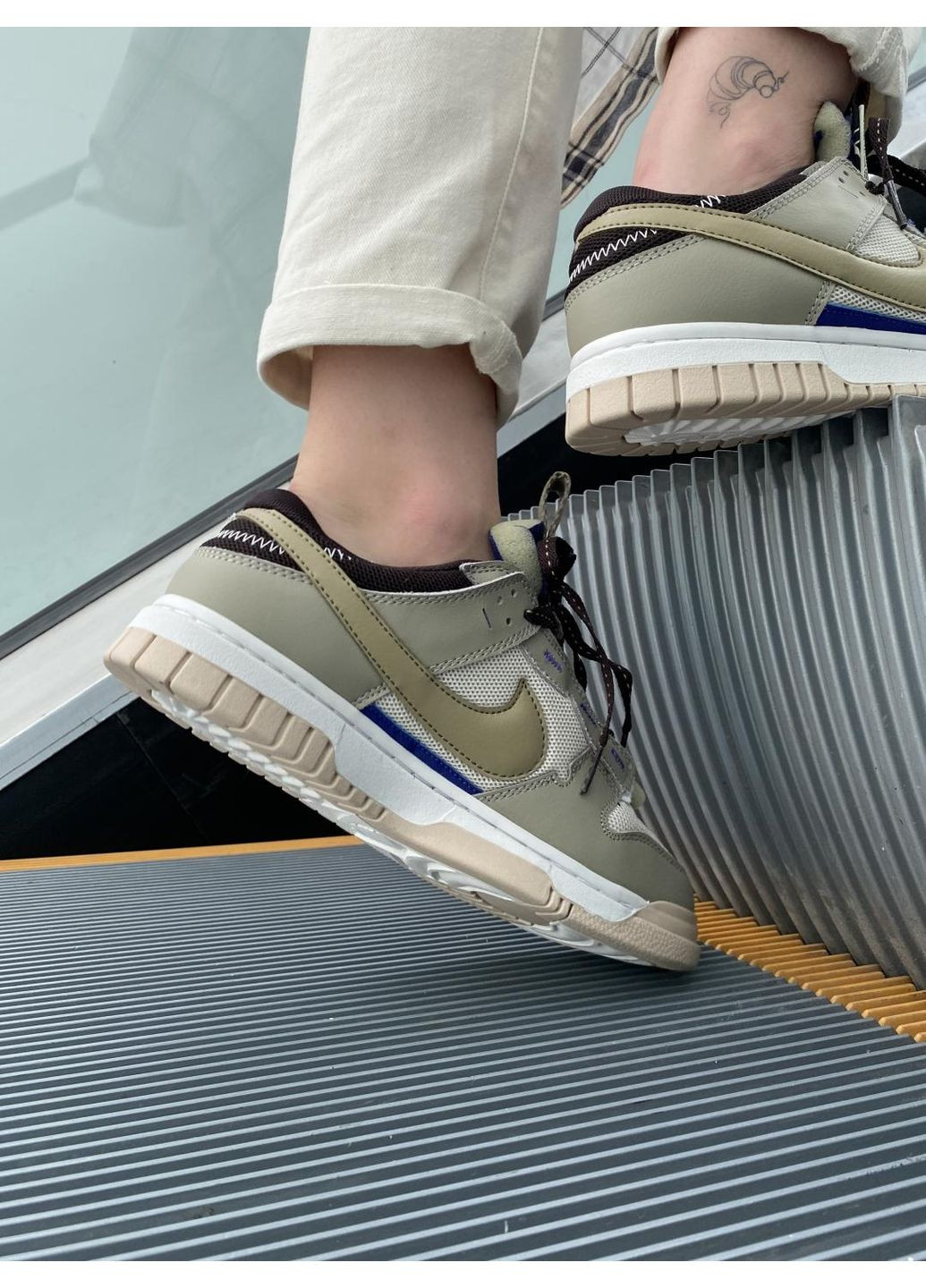 Бежеві Осінні кросівки чоловічі nike sb dunk low olive dark purple найк сб данк No Brand