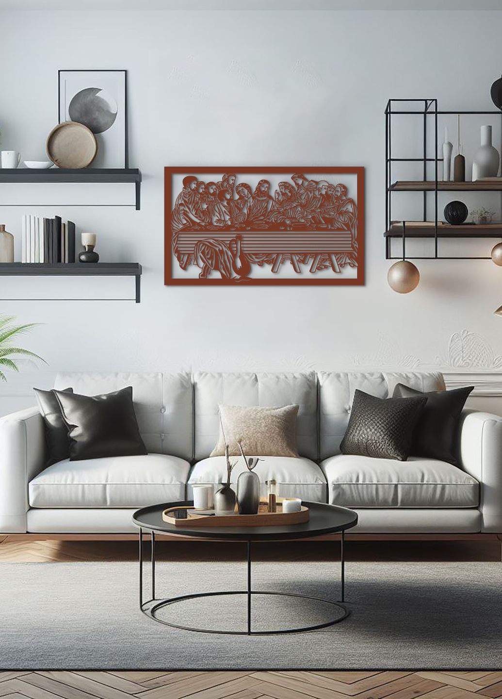 Декоративное панно из дерева, деревянная картина на стену "Тайна вечеря", минималистичный стиль 30х18 см Woodyard (292013441)