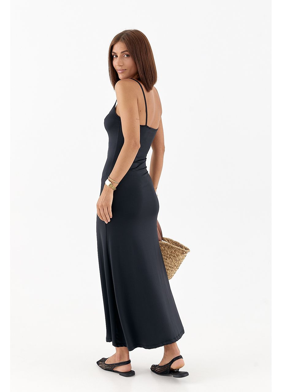 Чорна повсякденний облягаюча сукня на бретелях - чорний колір Lurex