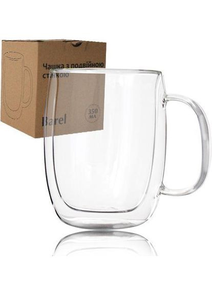 Кружка Barel 350мл с двойными стенками, стеклянная термокружка S&T (330140119)