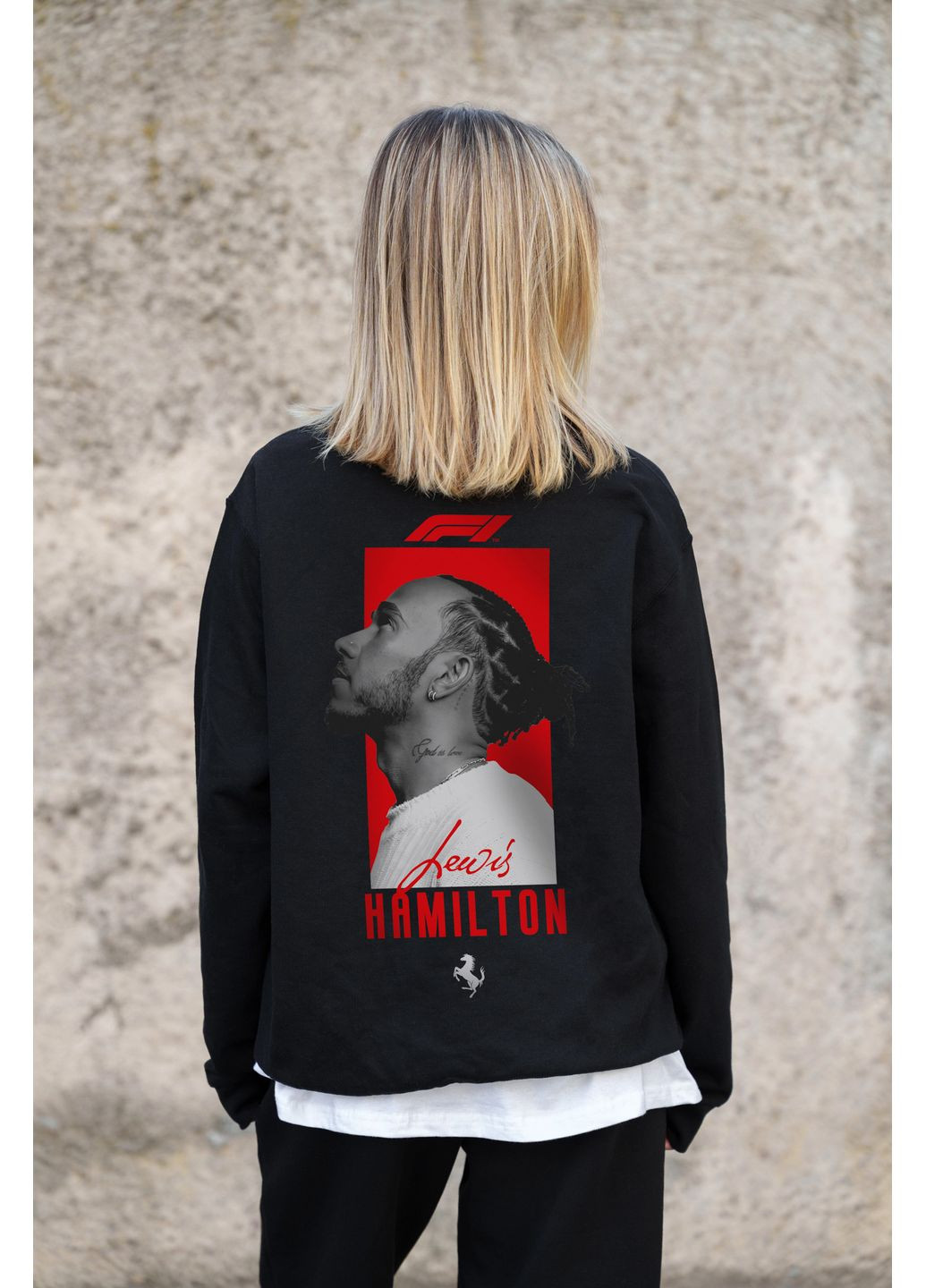 Черный женский утепленный оверсайз свитшот на флисе с принтом hamilton Without однотонный без декора (361680400)