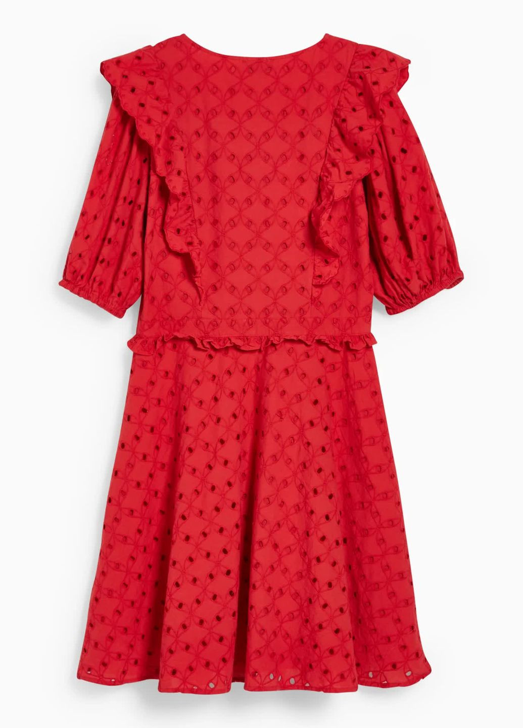 Красное кэжуал платье из хлопка C&A однотонное