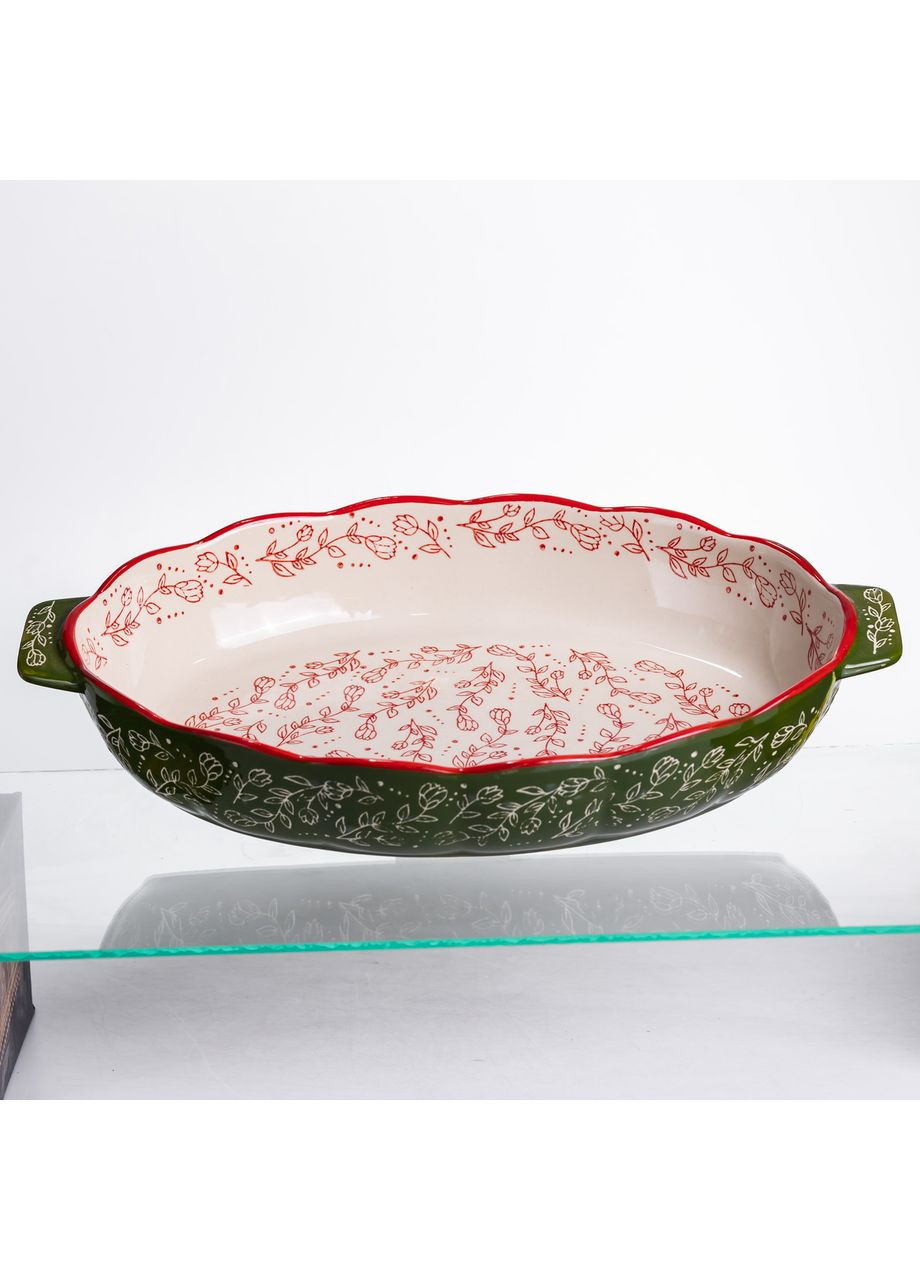 Форма для запекания Vintage 40×25×6.5 (см) овальная с ручками Зеленая HM05-04 Yiwu (369446769)