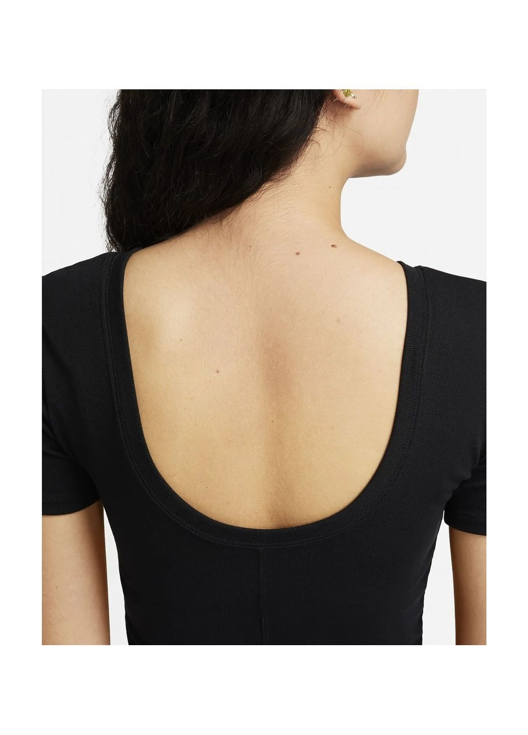 Футболка жіноча Sportswear Chill Knit Tight Scoop-Back Short-Sleeve Mini-Rib Top Black Nike - (365961695)