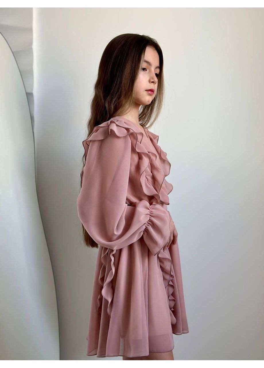 Коричневое шифоновое платье подростковое мокко IRmAS (370693506)