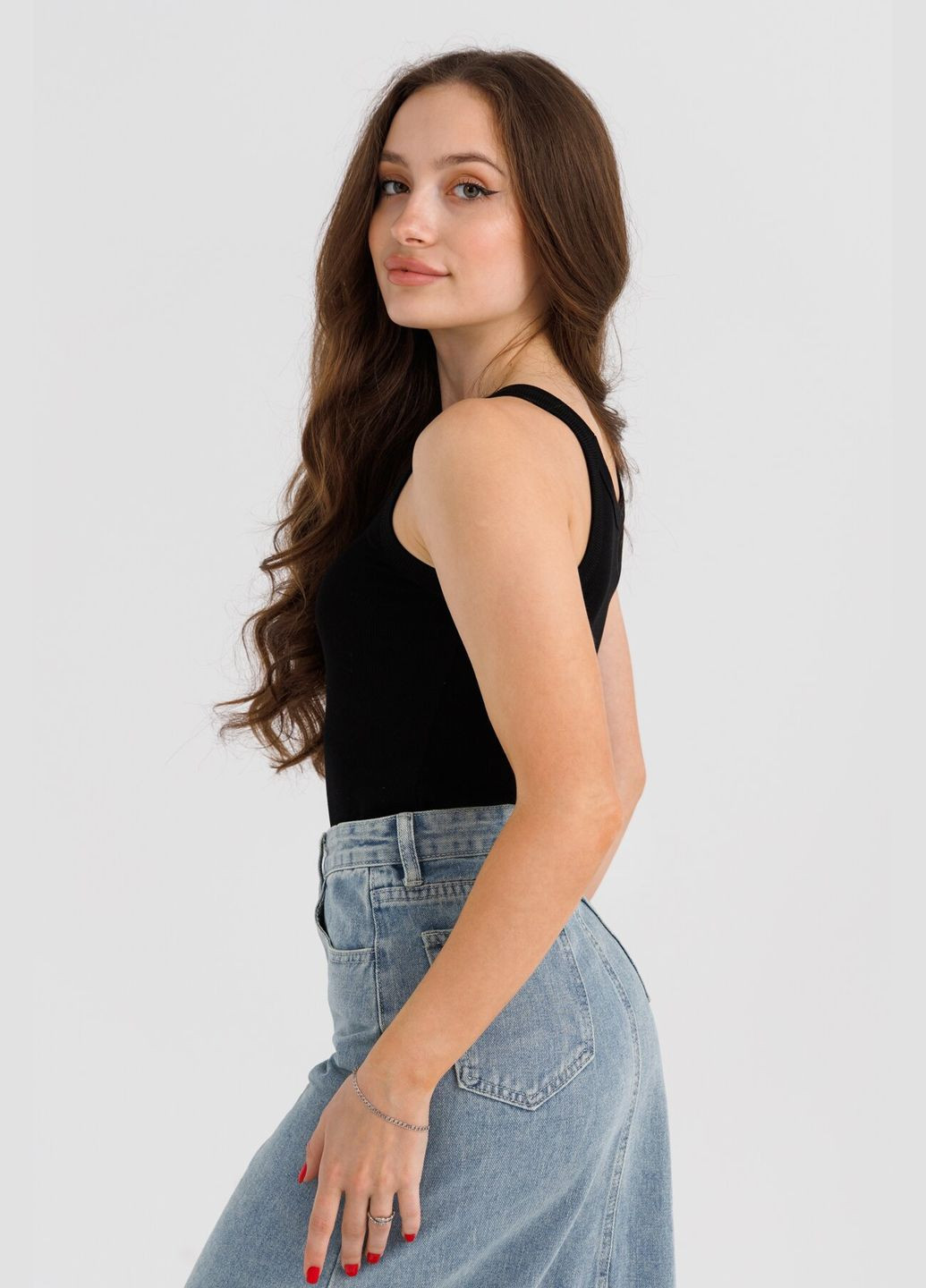 Майка однотонная женская W23-01 Черный (2000990617057S) shop (2000990617057) No Brand — 362895667