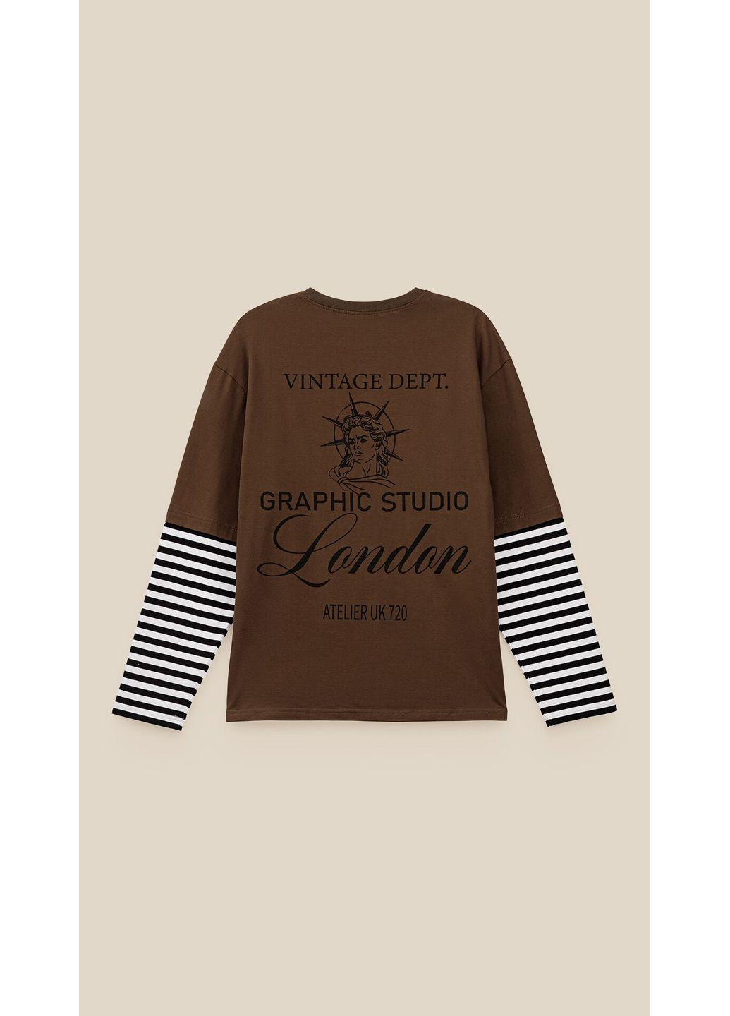 Коричневый демисезонный повседневный лонгслив LAWA