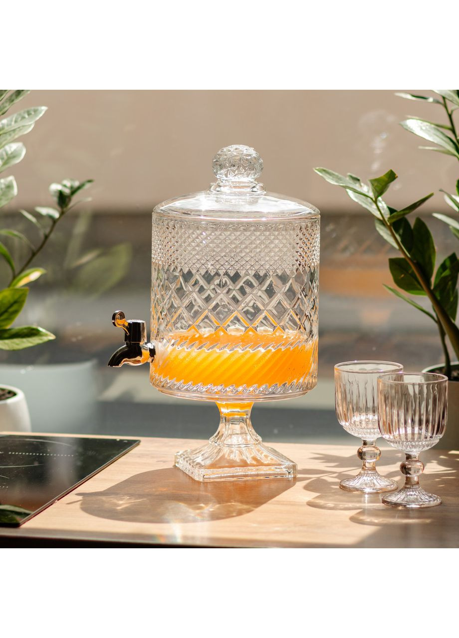 Лимонадница с краном на подставке стеклянная 4,5л HP-19-4 Yiwu (370801458)