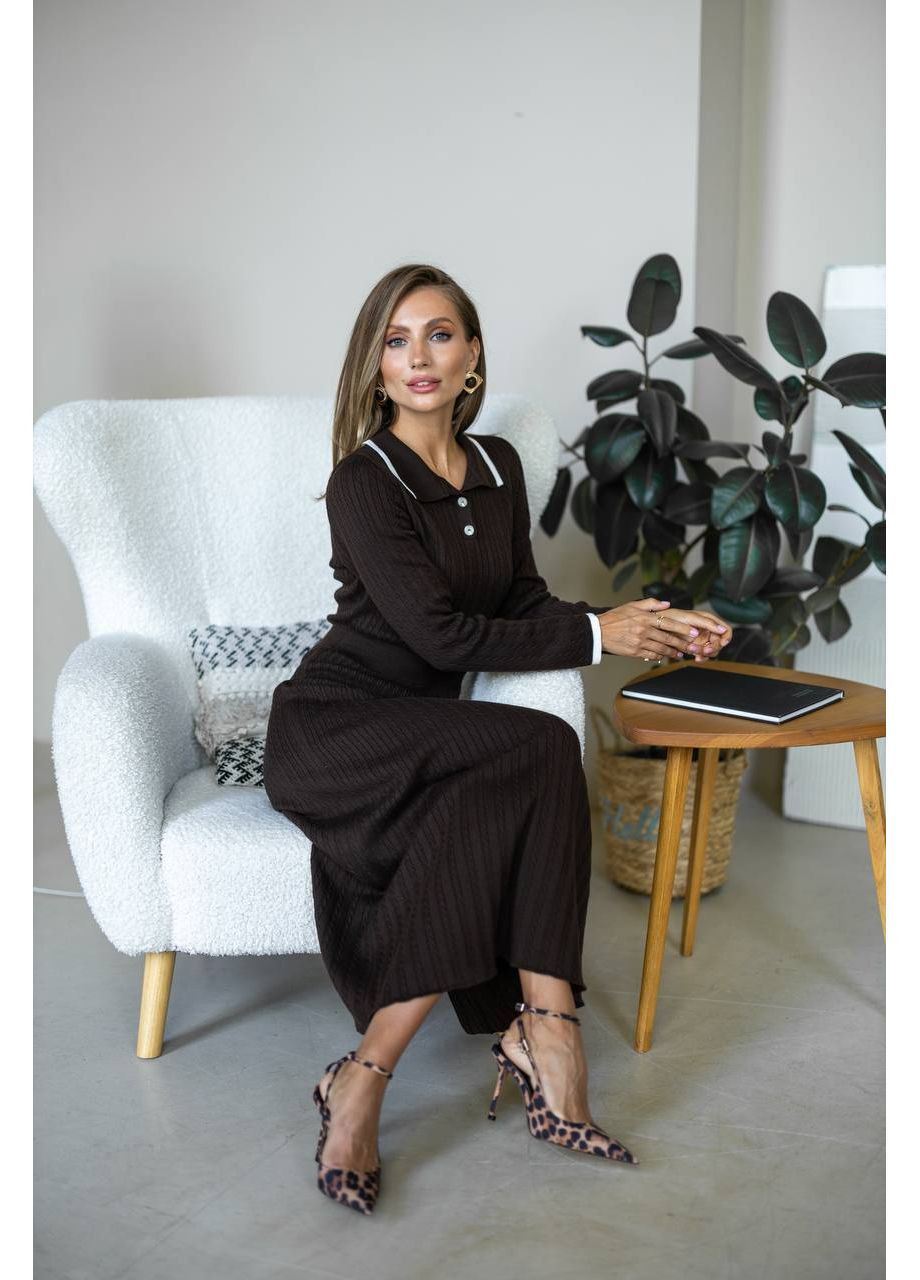 Коричневое повседневный платье женское KaraMix однотонное