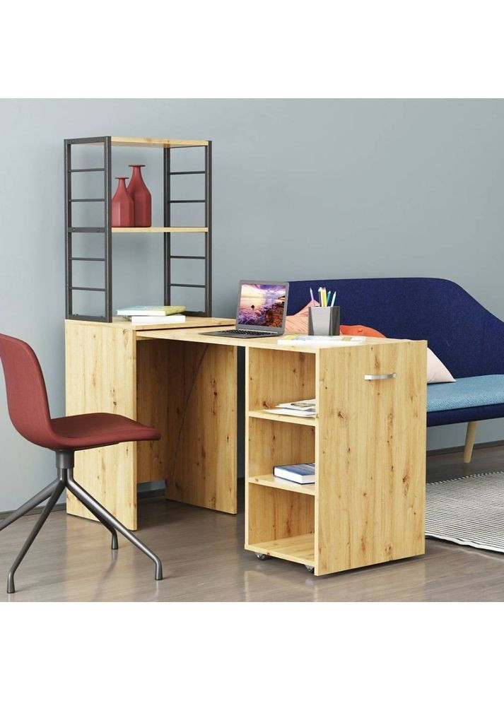 Стіл-тумба трансформер Смарт 4/1 з етажеркою 1430x1450x500 Чорний метал ДСП 16 мм (FRD-105128) Ferrum-decor (361944331)