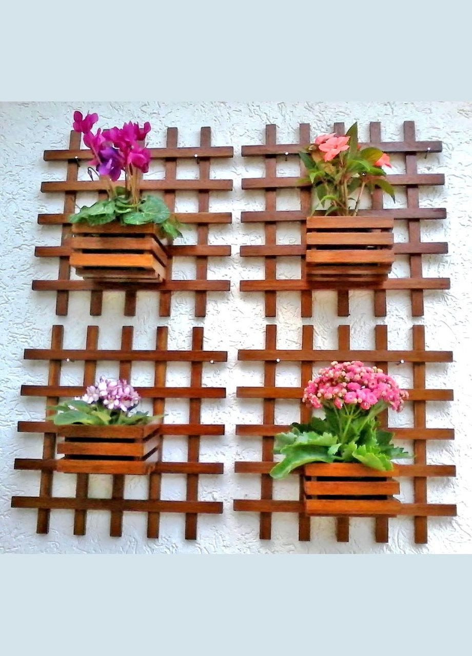 Полка настенная для цветов из дерева Апаресида капучино (ЦВС-003109) No Brand (328226670)