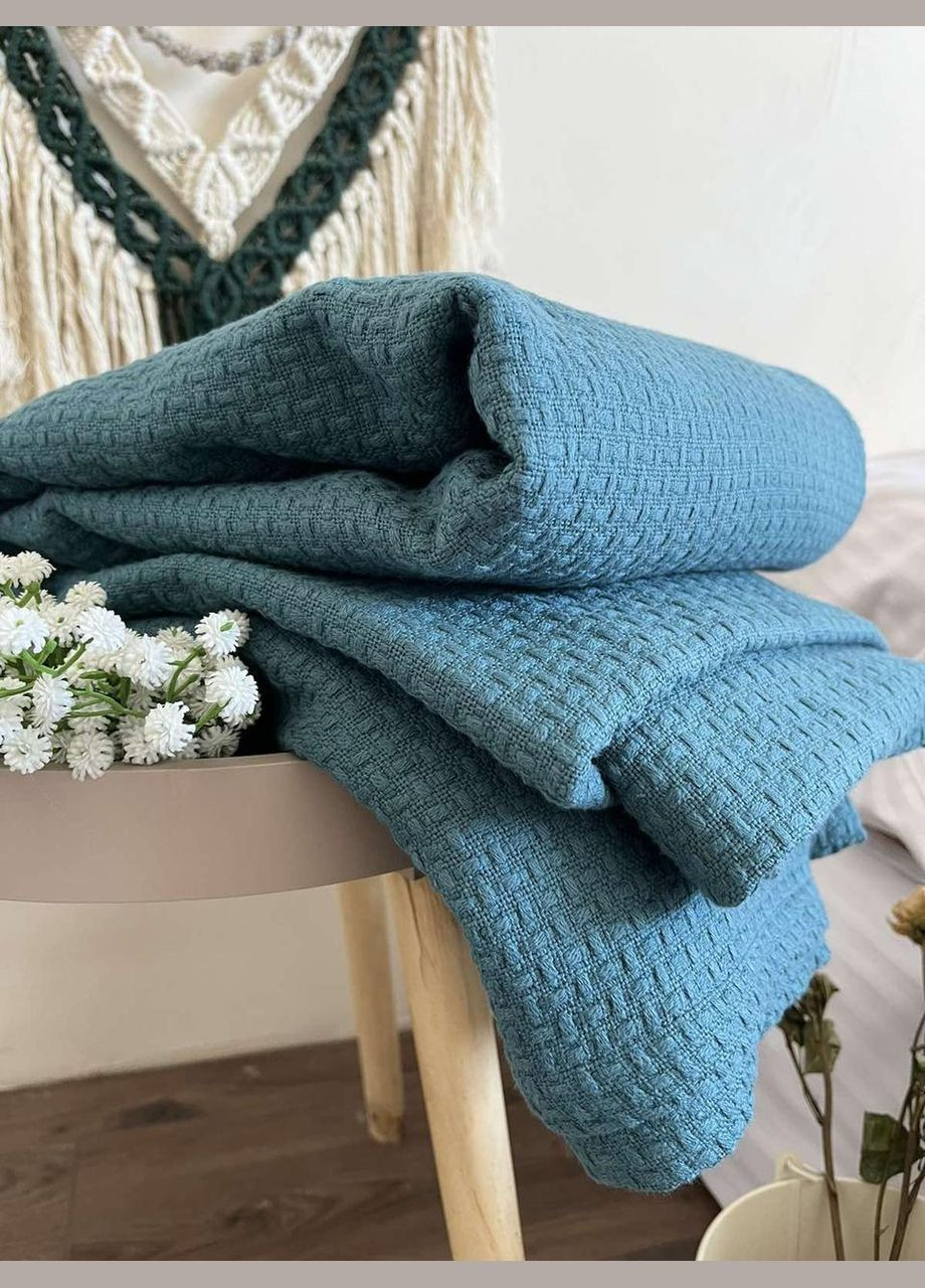 Покрывало Wheat хлопковое аквамаринового цвета 160х210 см ZEINTEX (315347251)