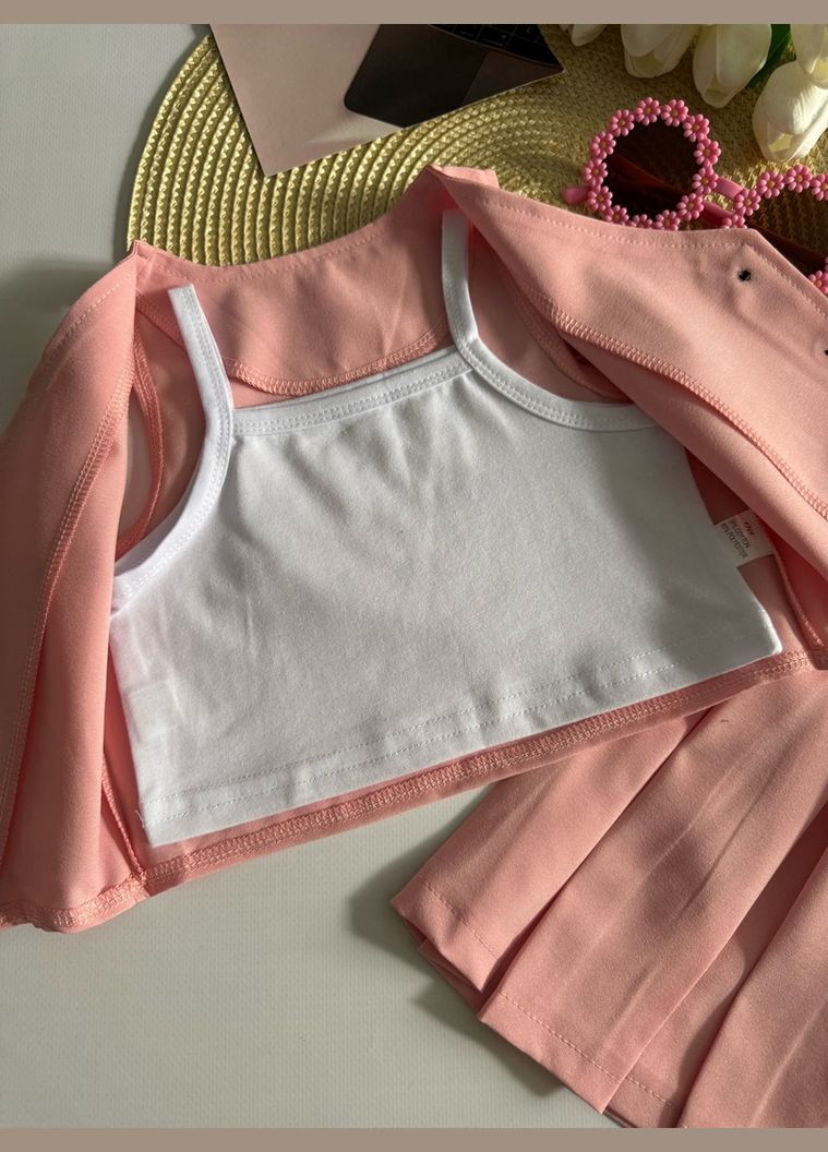 Комбінований демісезонний літній костюм для маленької модниці колір рожевий 10845 No Brand