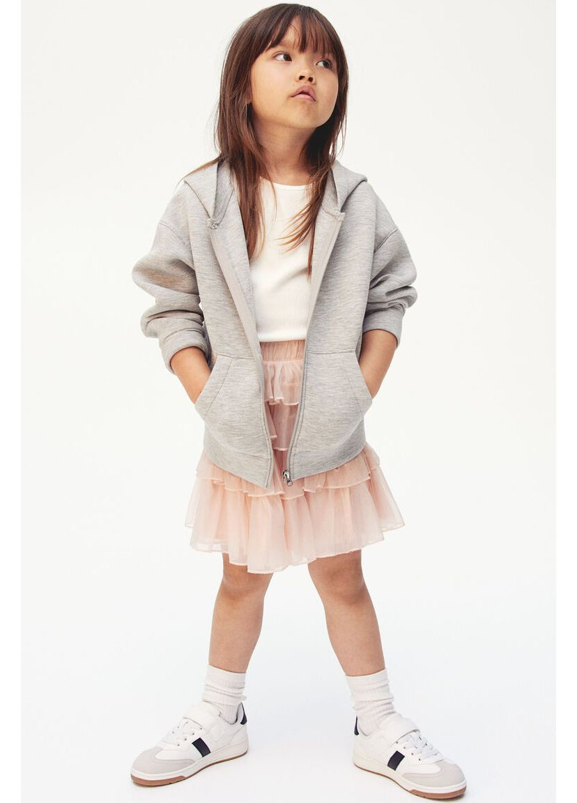 Толстовка з капюшоном на блискавці для дівчинки сіра 122/128см(6-8р) H&M (362463227)